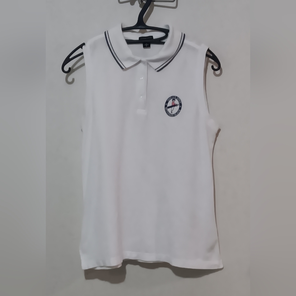 VTG 2002 Women's U.S. Open Bethpage Black sleeveless polo shirt Sz S Runs Big